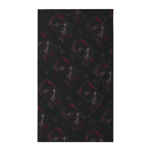 Gothic Crescent Moon Rose Pattern Twin Flat Sheet | Dark Floral Celestial Bedding